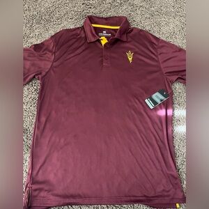 Colosseum Arizona State Sun Devils Polo Shirt Mens Large Maroon Gold ASU